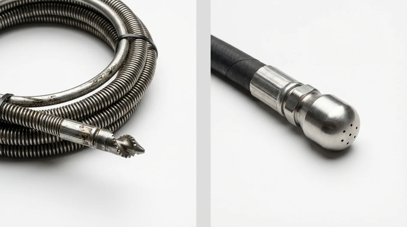 Drain snake cable and hydro jetting nozzle used for drain cleaning in Snowflake, AZ