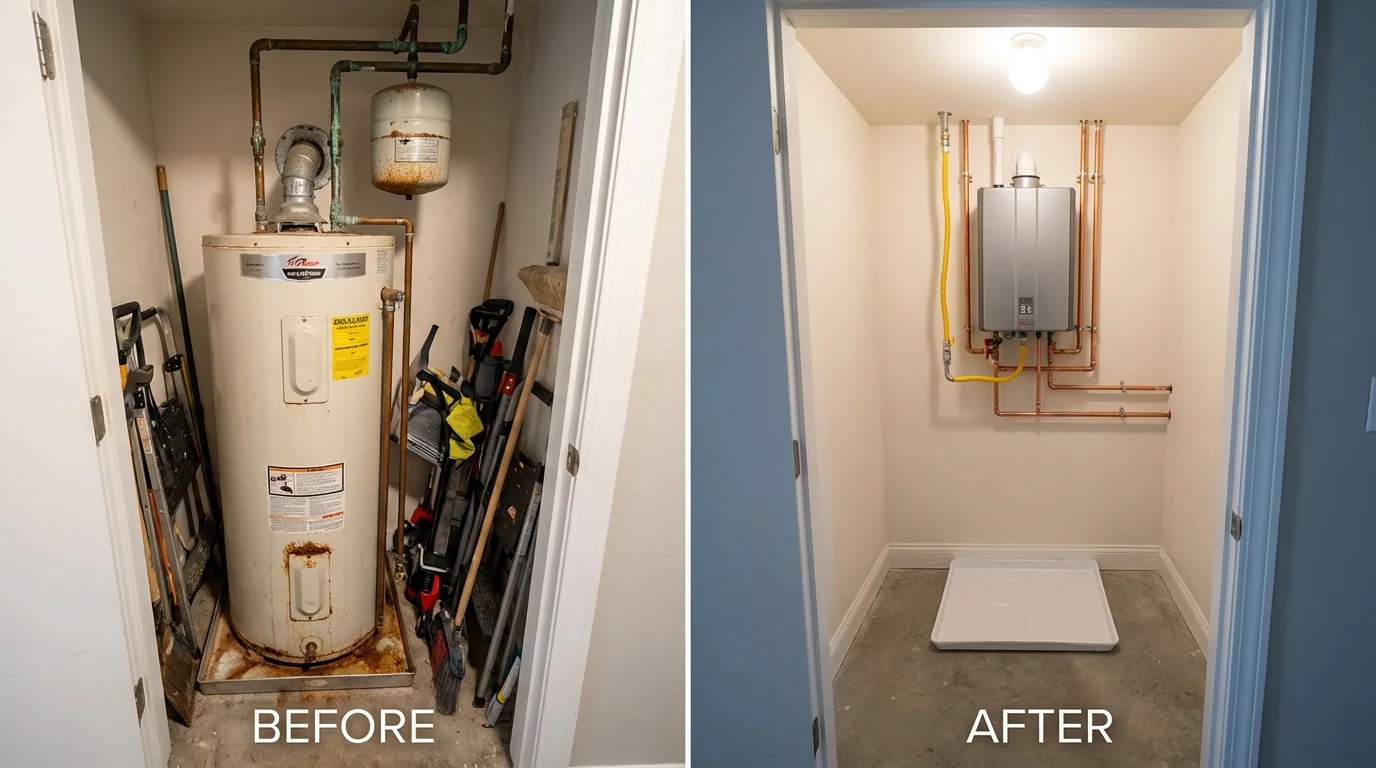 Tank water heater versus wall-mounted tankless unit comparison for Snowflake, AZ homeowners