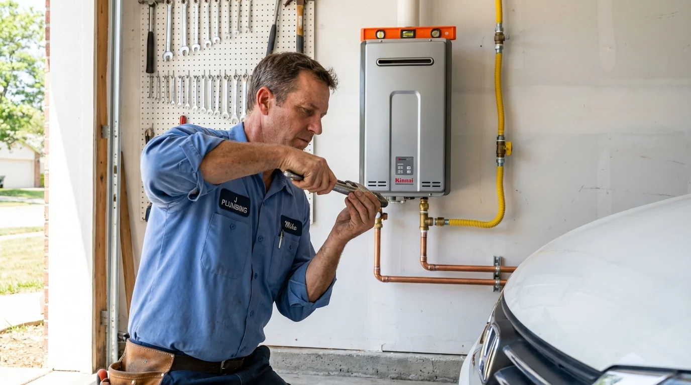 Tankless water heater installation by a Johns Plumbing LLC plumber in Snowflake